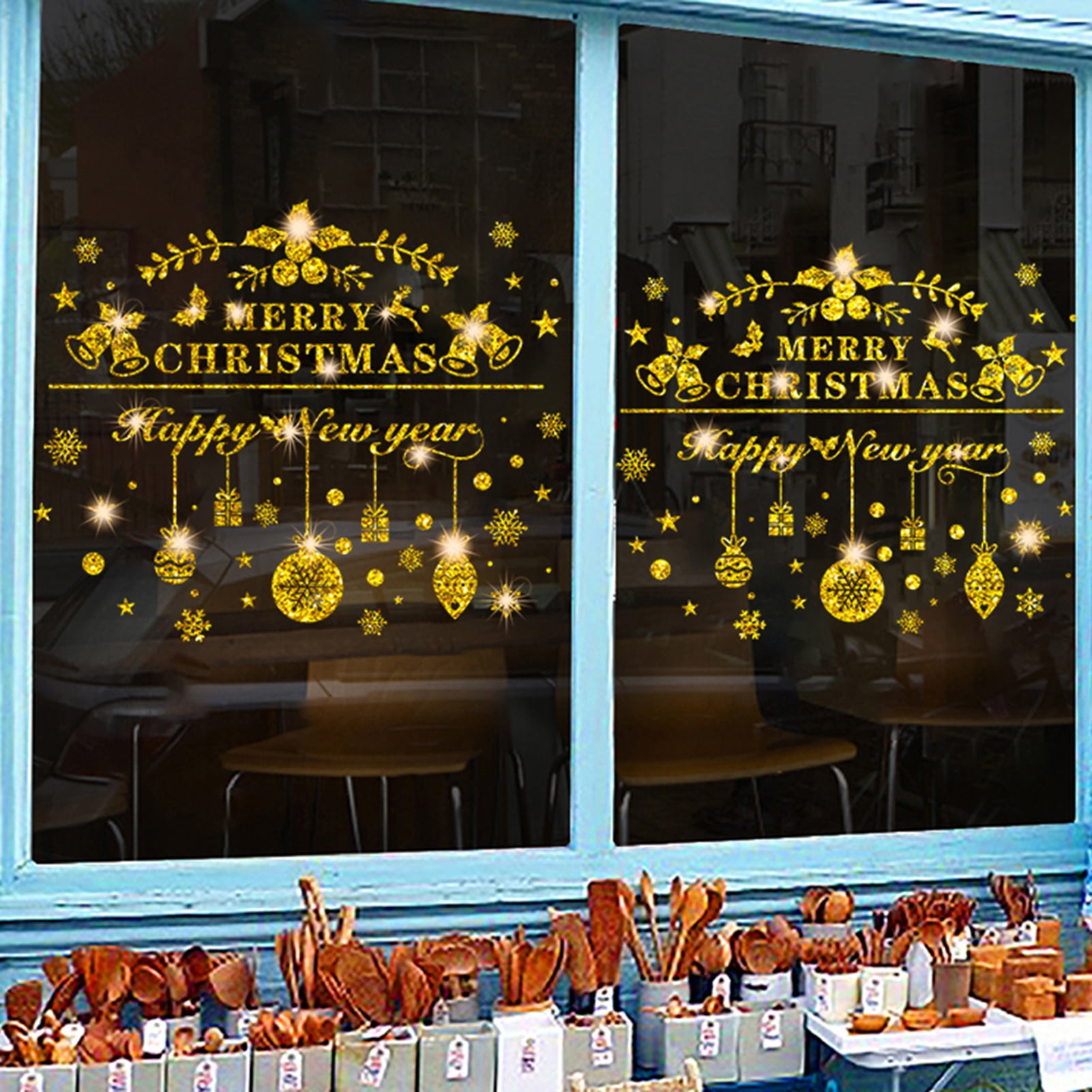 Clear Printing Christmas Sticker Decorative Removable Window Decals