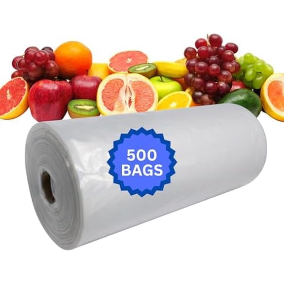 Clear Produce Poly Bag On A Roll for Bread, Meat and Groceries - 16"x30" - 500 Bags - 1 Roll Per Case - 1.5 mil$$Home Decor, Kitchen, & Other