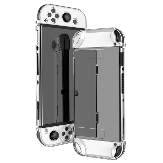 Clear Protective Case with Stand for Nintendo Switch OLED Model Console - Hard PC Crystal Cover Shell Accessory