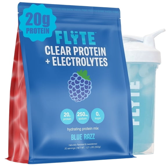 Clear Protein + Electrolytes, 20g Protein, Blue Razz, Zero Sugar, 20 servings