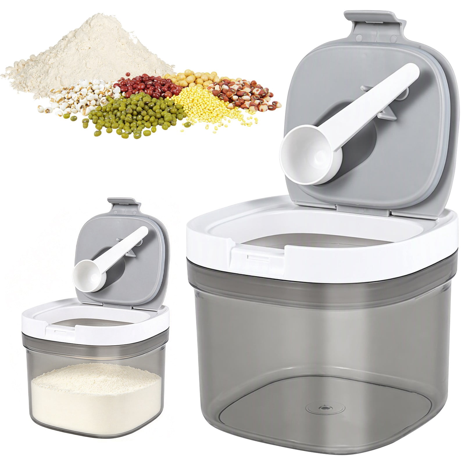 Clear Protein Powder Container with Measuring Spoon, Airtight Moisture ...