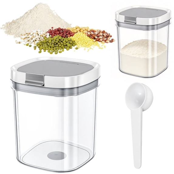 Clear Protein Powder Container with Measuring Spoon, Airtight Moisture ...
