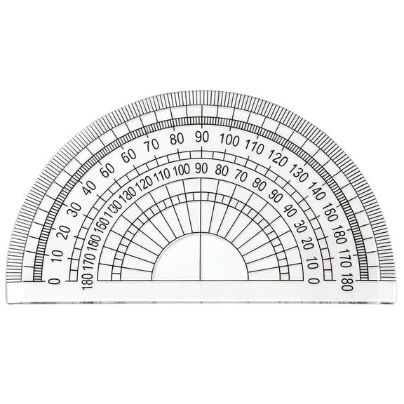 Clear Protractor 180 Degree, 4.72X2.2 inch Semicircular Plastic Protractor, Double Scale Angle Measure Ruler, Math Protractor for Classroom Office Geometry Drawing & Measuring Supplies