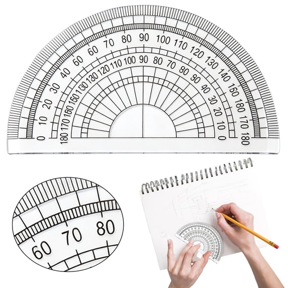 Clear Protractor,4.7 Inch Transparent Plastic Protractors,180 Degree Half Circle Angle Measuring Tool,Plastic Precision Semicircular Angle Finder,Angle Measuring Instrument for Technical Drafting