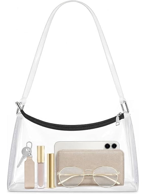 Clear Purse for Women, Clear Shoulder Bag for Stadium Events, Small Stadium Hobo Handbag for Concert Outfits
