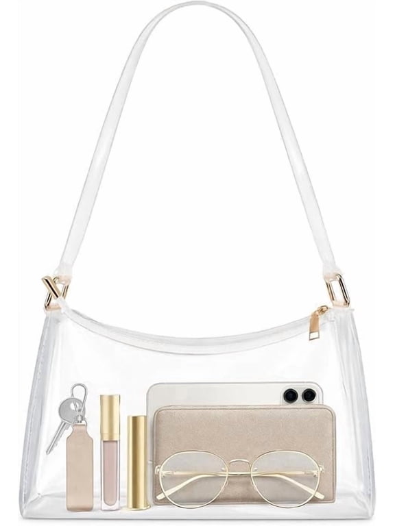 Clear Purse for Women, Clear Shoulder Bag for Stadium Events, Small Stadium Hobo Handbag for Concert Outfits