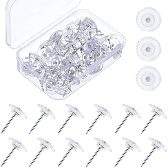 Clear Push Pins Small Plastic Thumb Tacks Steel Point and Clear Plastic Head Pushpins Transparent Paper Push Pins for Cork Board (150), -Thumb -08