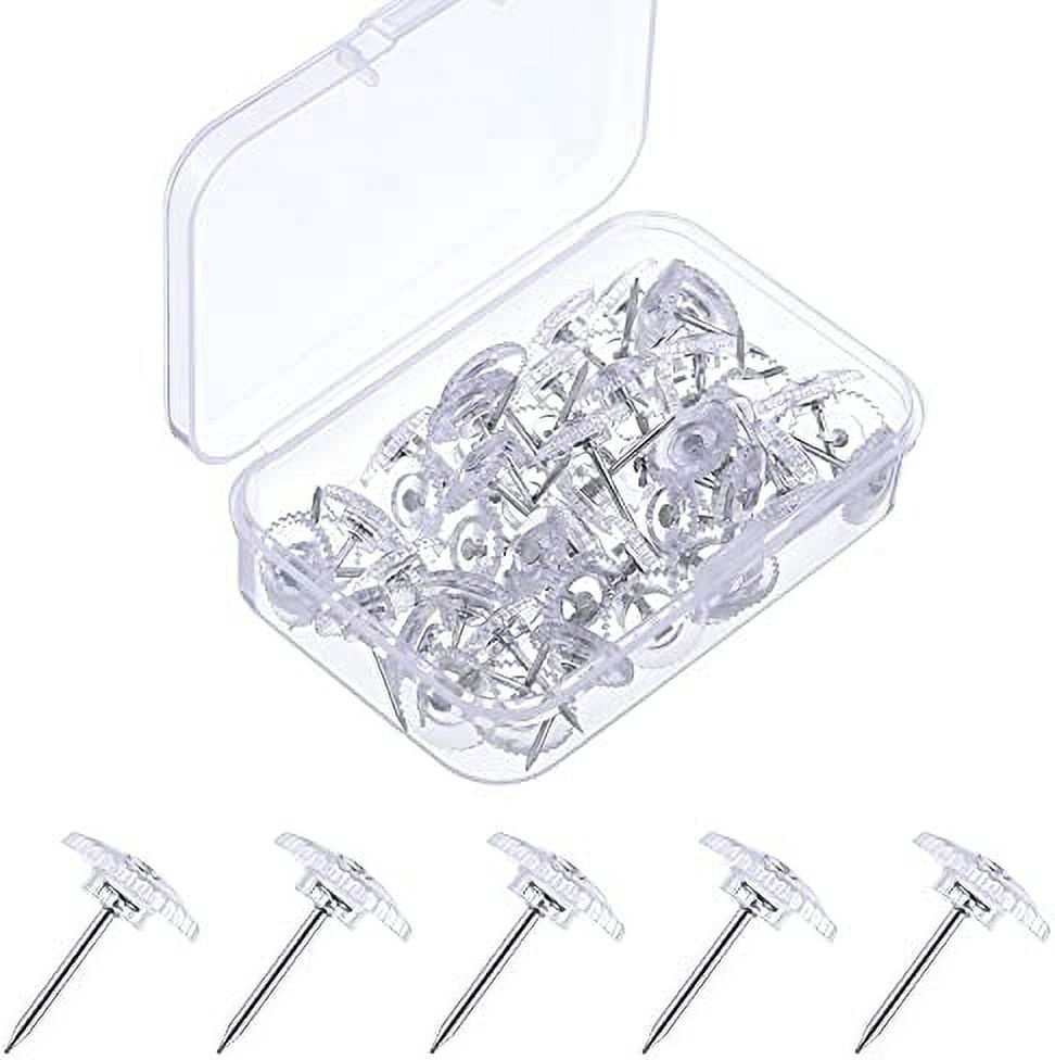Clear Push Pins Small Plastic Thumb Tacks Steel Point and Clear Plastic