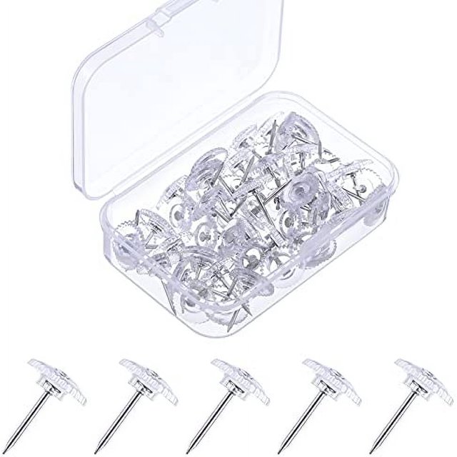 Clear Push Pins Small Plastic Thumb Tacks Steel Point and Clear Plastic