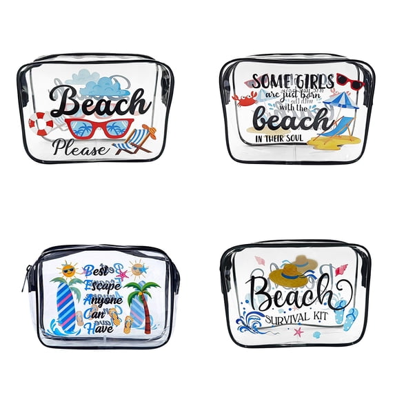 Clear Pvc Portable Patterned Makeup Case Compact Travel Toiletry Bag Sturdy Transparent Storage Pouch For Cosmetics And Beauty Accessories
