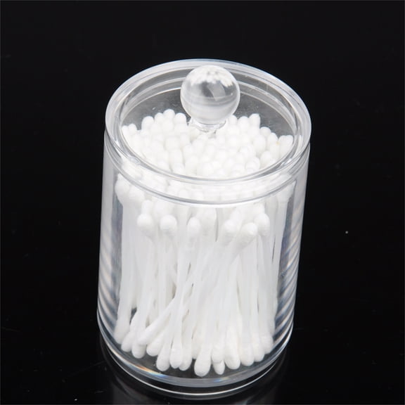 Clear Qtip Holder Dispenser for Cotton Swab, Ball, Round Pads, Floss Picks, Clear Plastic Jar for Bathroom Canister Storage, Vanity Makeup Organizer