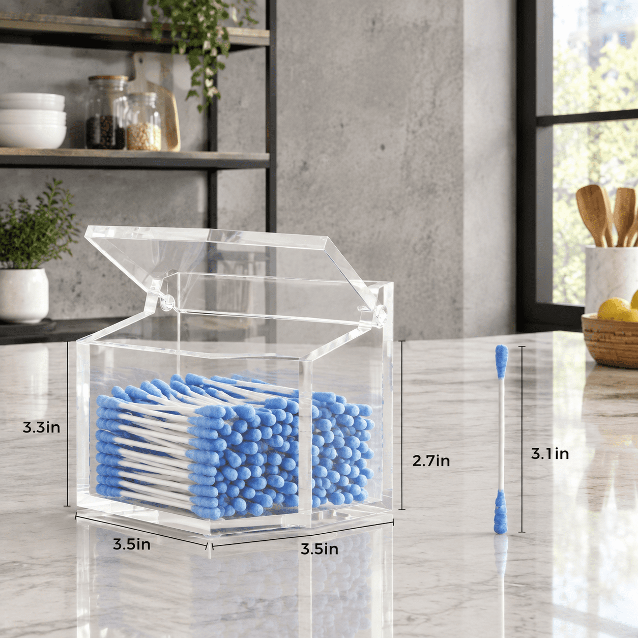Clear Qtip Holder With Lidton Balls Swab Organizer Square Q Tip Stor ...