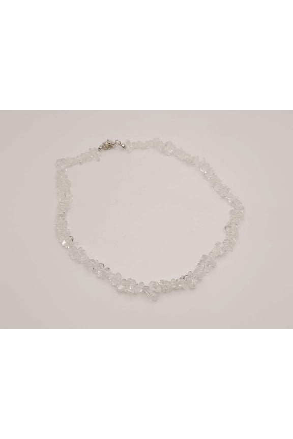 Clear Quartz Chip Choker Necklace Silver tone Gorgeous Choker