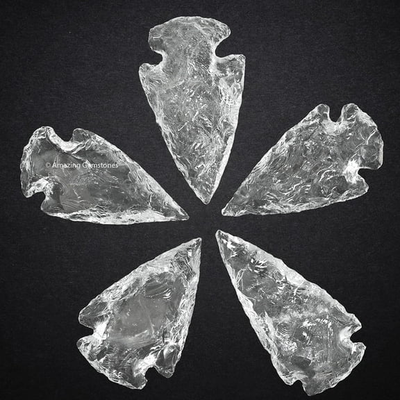 Clear Quartz Crystal Arrow Head Stone 5 Pieces (1" to 1.5" Inch)