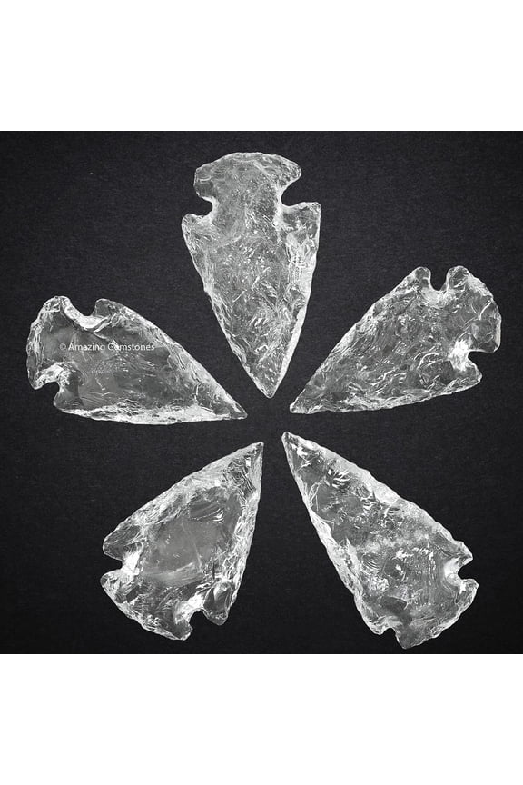 Clear Quartz Crystal Arrow Head Stone 5 Pieces (1" to 1.5" Inch)