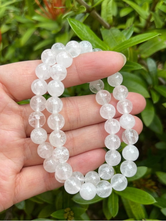 Clear Quartz Crystal Bead Bracelet 8mm, Genuine Clear Quartz Stretch Gemstone Bracelet, Healing Crystal Bracelet Bead Bracelet, Gift for Men & Women