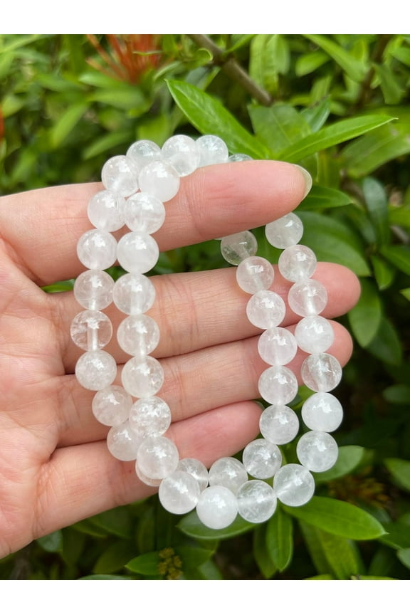 Clear Quartz Crystal Bead Bracelet 8mm, Genuine Clear Quartz Stretch Gemstone Bracelet, Healing Crystal Bracelet Bead Bracelet, Gift for Men & Women