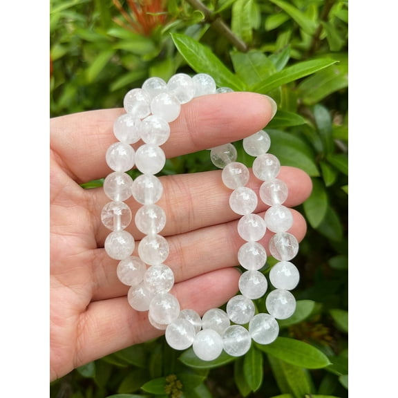 Clear Quartz Crystal Bead Bracelet 8mm, Wholesale Genuine Clear Quartz Stretch Gemstone Bracelet, Gift for Men & Women (1)