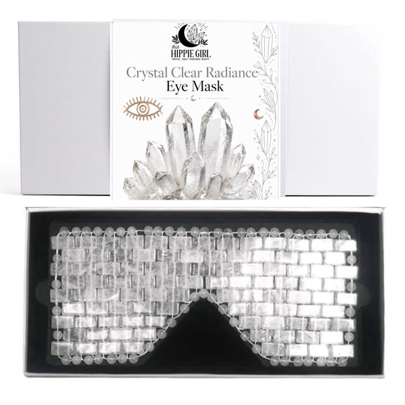 Clear Quartz Crystal Eye Mask Natural Stone Eye & Face Mask for De-Puffing, Relaxation, Facial Tension Relief, Cooling Natural Stone Self-Care Ritual by This Hippie Girl