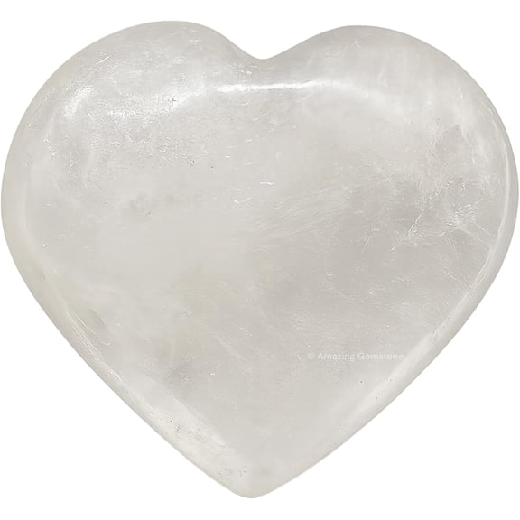 Clear Quartz Crystal Heart - Pocket Massage Worry Stone