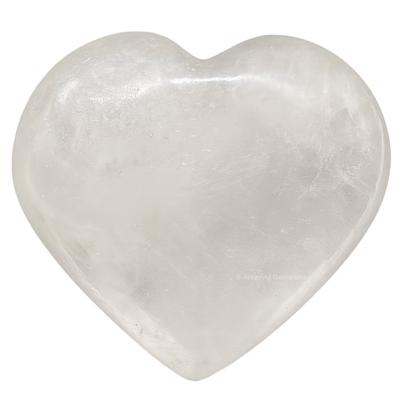Clear Quartz Crystal Heart - Pocket Massage Worry Stone