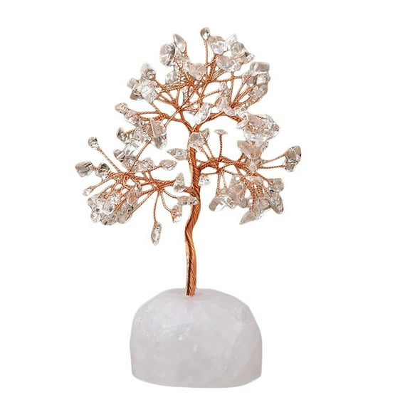 Clear Quartz Tree - 5.9" Healing Gemstone Money Tree of Life with Copper Wire, Spiritual Desk Decor for Home Office, Reiki Meditation & Feng Shui Gift
