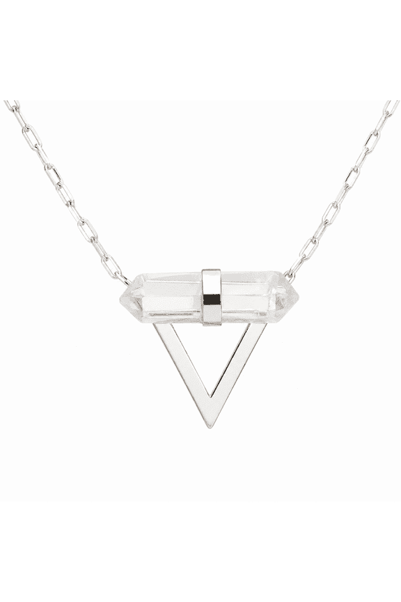 Clear Quartz Double Terminated Triangle Necklace