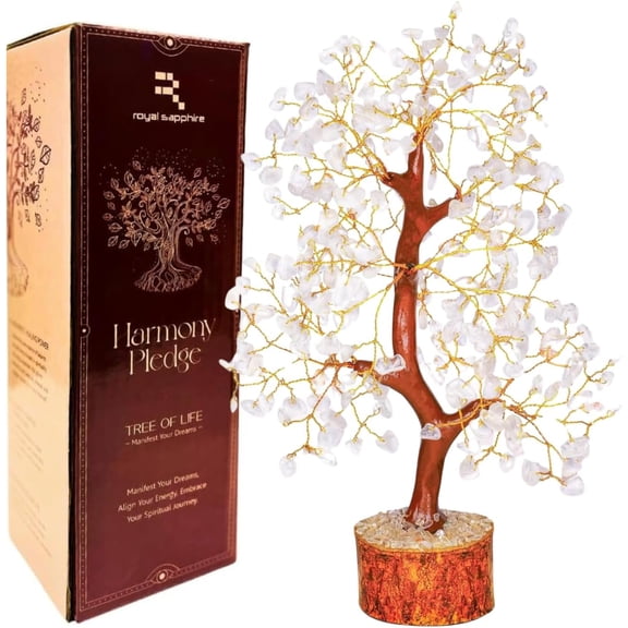 Clear Quartz - Money Tree of Life - Gemstones and Crystals - Stones and Crystals Good Luck Tree - Stones Positive Energy, Good Luck, Christmas Decor, Birthday Gifts for Women, Mom