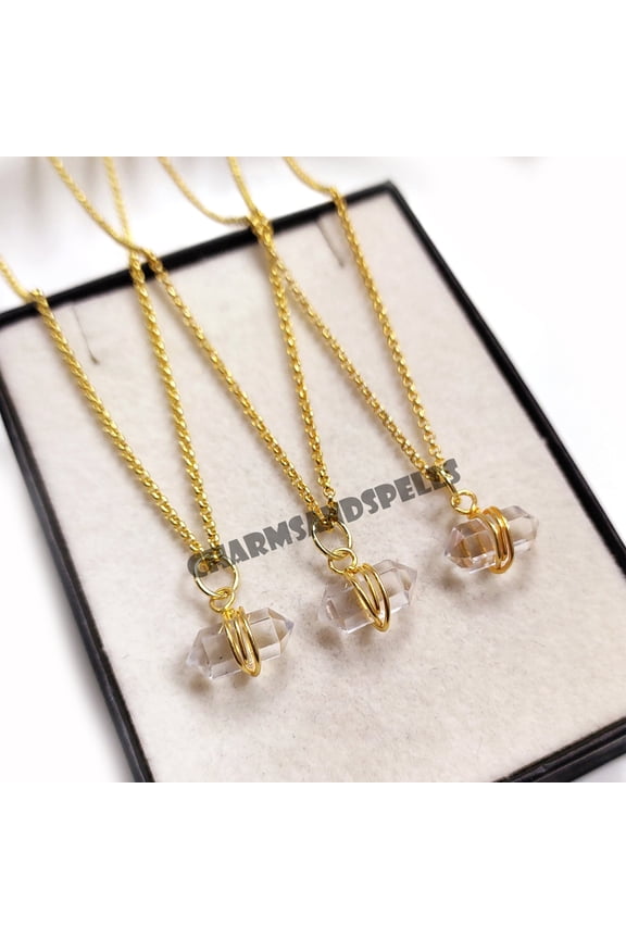 Clear Quartz Pencil Necklace, 14K Gold Plated Necklace, Clear Quartz Crystal Point Necklace, Wire Wrapped Necklace, Wedding Necklace, Gifts
