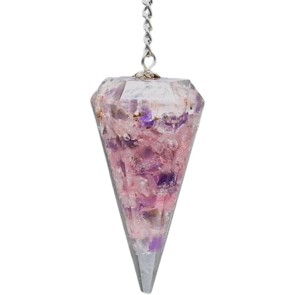 Clear Quartz/Rose Quartz/Amethyst (Mix) Orgone Crystal Pendulums for Divination and Dowsing