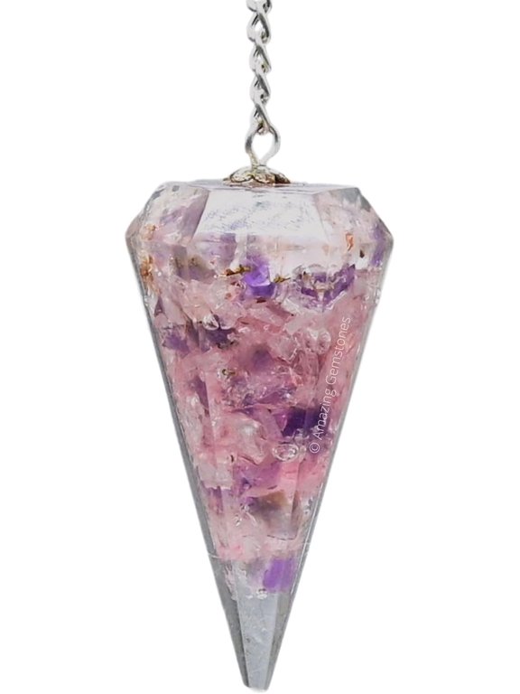Clear Quartz/Rose Quartz/Amethyst (Mix) Orgone Crystal Pendulums for Divination and Dowsing