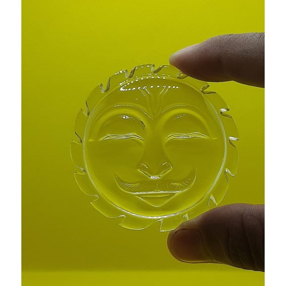 Clear Quartz Sun Face, Crystal Sun, AAA-Grade Crystal Art, Positive Vibes Sculpture, Handmade Quartz Sunface, Healing Crystal Ornament