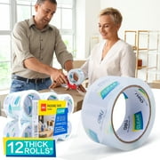 Deli Heavy Duty 12 Rolls Packing Tape, 1.88 in x 60 yd Crystal Clear, Tear & Break Resistant, Strong Adhesive for Shipping, Moving & Storage