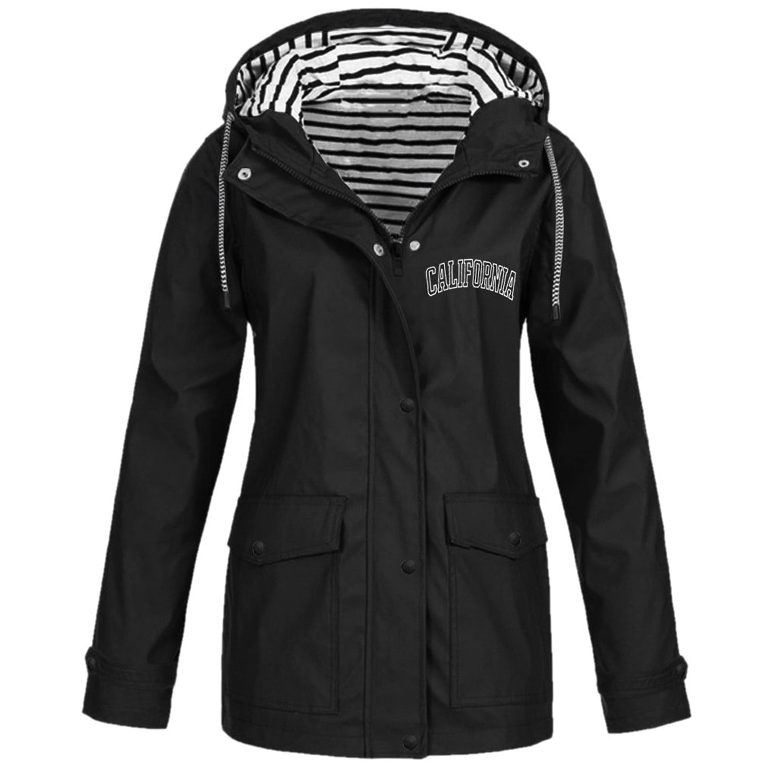 Clear Rain Coats for Women Women Solid Color Jacket Outdoor Casual Plus Size Hooded Windbreakers Vintage Mighty Lite Hooded Jacket Summer Cycling
