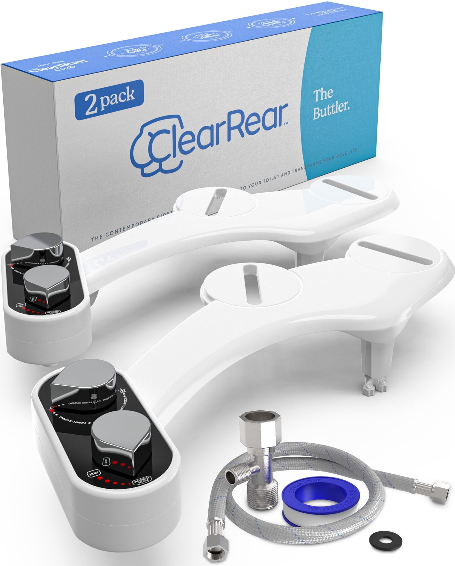 Clear Rear Bidet - 2 Pack, Easy Install