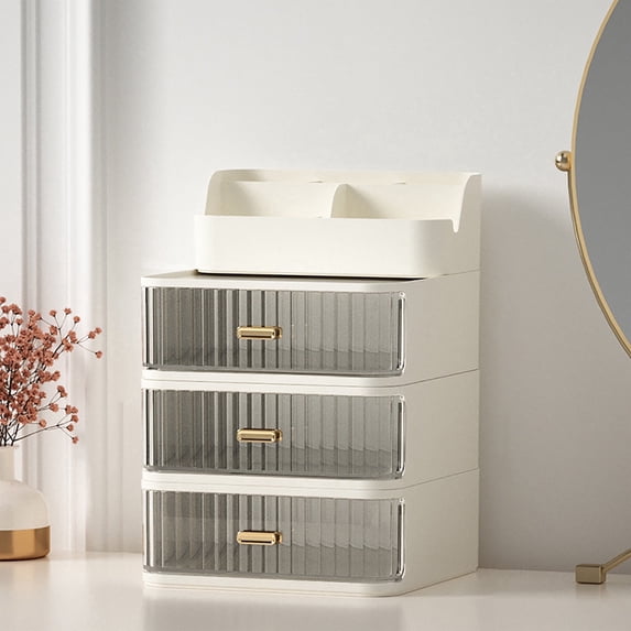 Clear Rectangular Makeup Vanity Organizer with Compartments for Brushes Eyeshadow Beauty Supplies Bathroom Storage Solution Home Textile