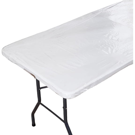 Clear Rectangular Vinyl Fitted Tablecloth for Folding Table Waterproof Oilcloth Elasticized Table Cover Elastic Edge Design Plastic Tablecloth Protector (6Ft - 30 * 72 inch)