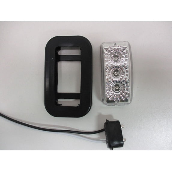 Clear Red 3 LED 2.5" Truck Trailer RV Clearance Side Marker Light /Grommet Mount