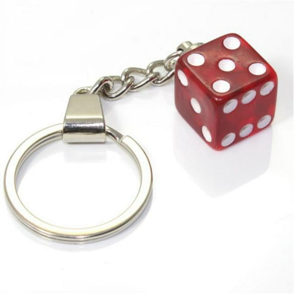 Clear Red Dice Keychain