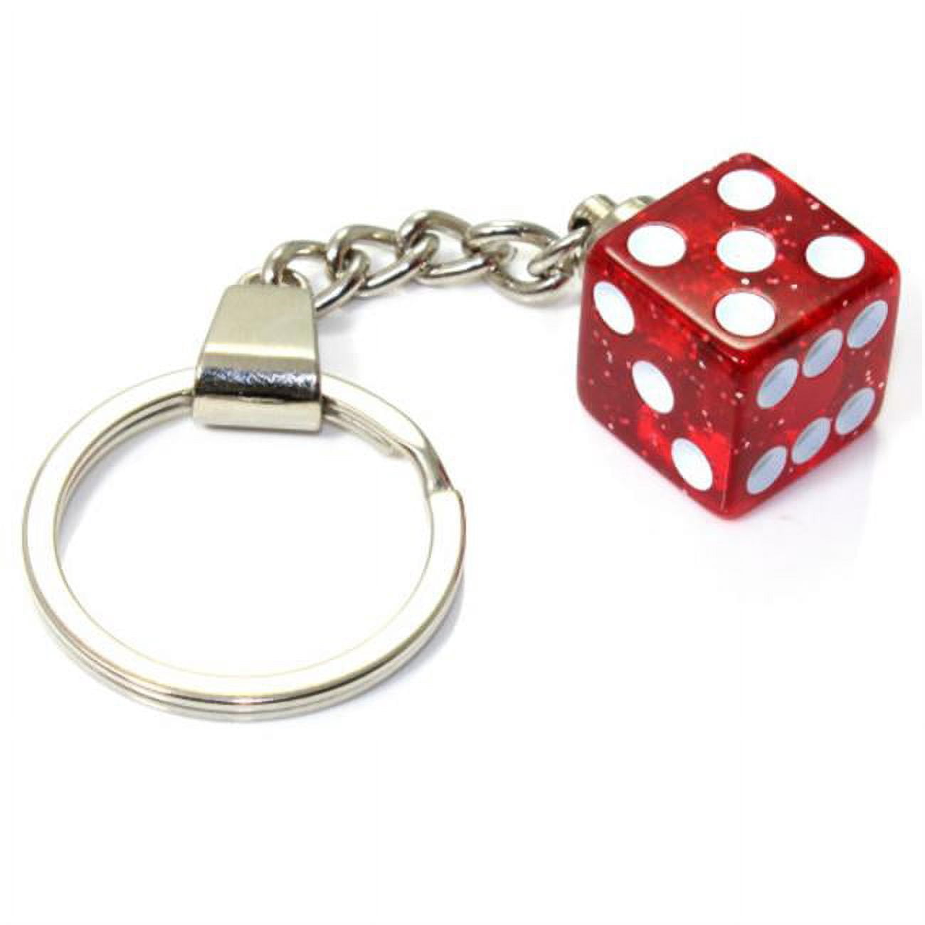 Clear Red Glitter Dice Keychain - Walmart.com