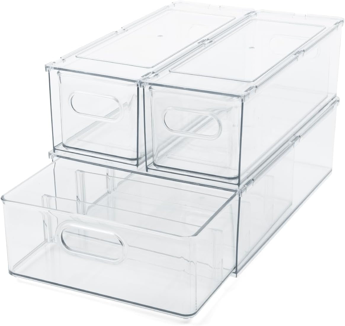 Clear Refrigerator Organizer Bins For Pantry Organization and Food