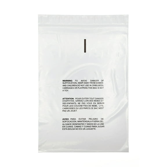MMBM Clear Resealable Poly Bags w/ Suffocation Warning Print 5" x 7" 1.5 Mil 4000