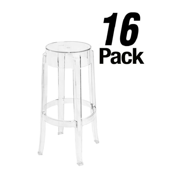 Clear Resin Backless Ghost Barstool, 16 Stool Bundle by Chivari