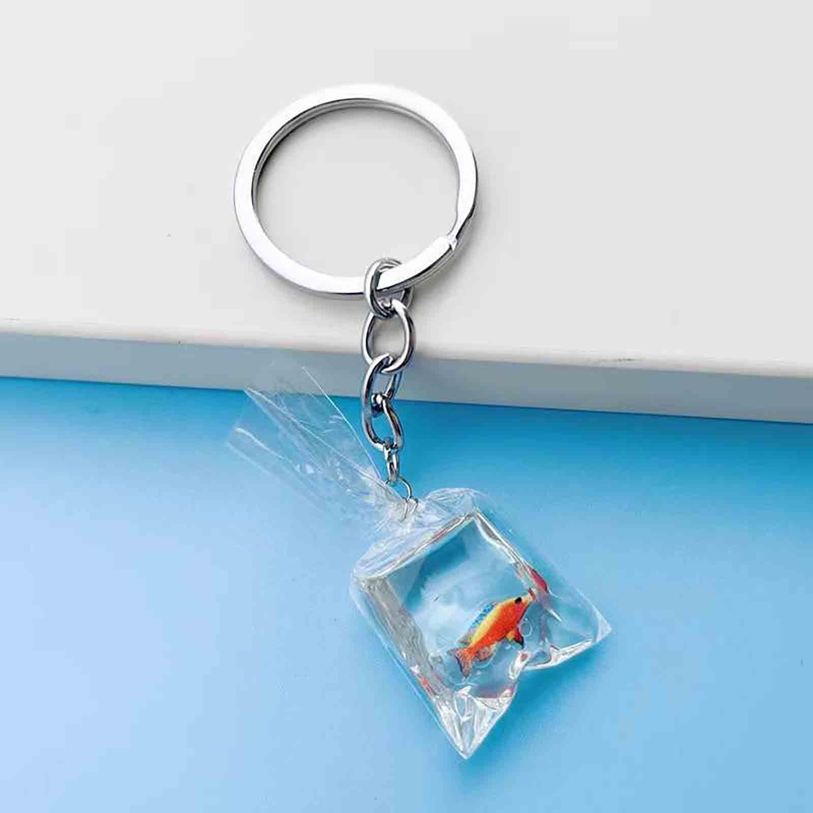 Clear Resin Fish Cute Resin Fish Key Chain Water Bag Fish Key Ring ...