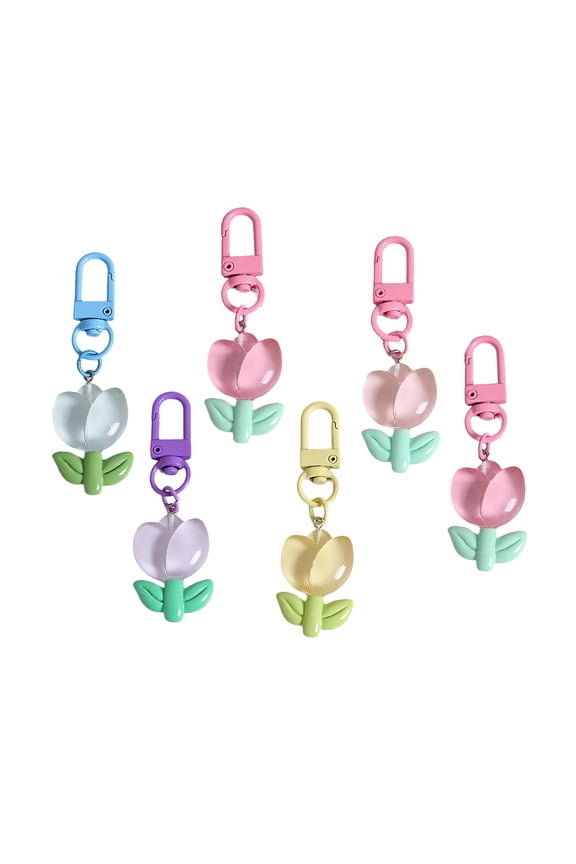 Clear Resin Flower Keychain Unique Clear Flower Pendant Keychain Stylish Keyrings Adornment for Daily Carry