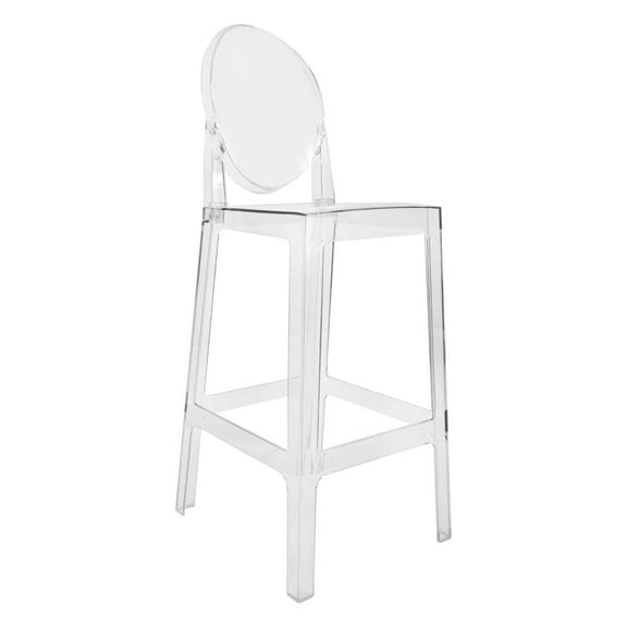 Clear Resin Oval Back Ghost Barstool by Chivari