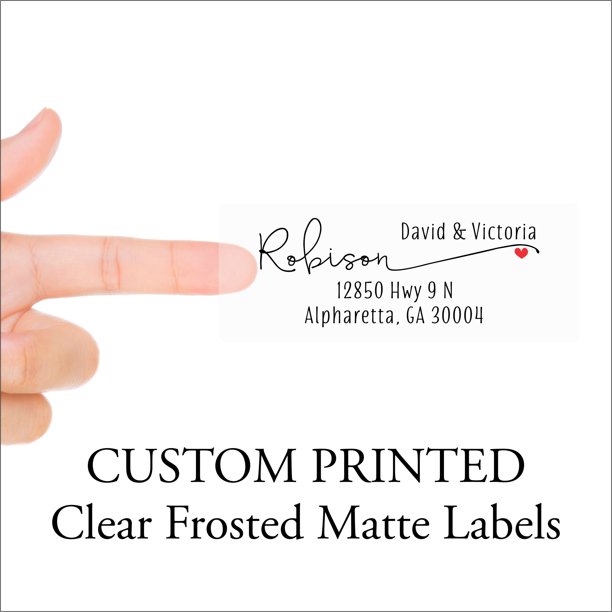 Clear Return Address Labels, Custom Printed Matte Frosted Clear