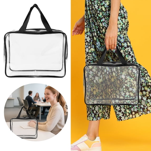 Clear Reusable Waterproof Travel Toiletry Bags Clear Makeup Cosmetic Organizer Pouches with Zipper Handle Straps, Small Size,Durable, Lightweight, Portable,Carry-On Handbag Storage
