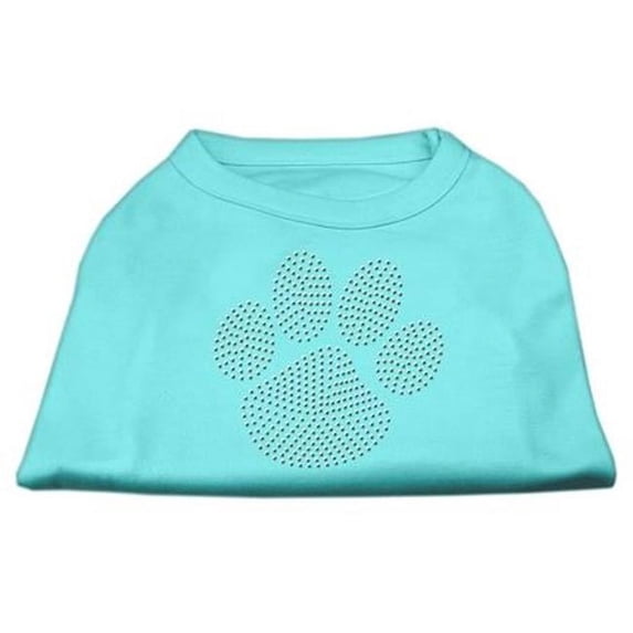 Clear Rhinestone Paw Shirts Aqua XL - 16