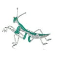 thumbnail image 1 of Clear Rhinestone Silver Tone Mantis Insect Grasshopper Green Enamel Pin Brooch, 1 of 1